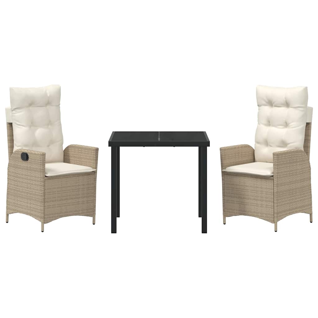 Set da Pranzo per Giardino 3 pcs Beige polyrattan 3380505