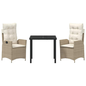 Set da Pranzo per Giardino 3 pcs Beige polyrattan 3380505