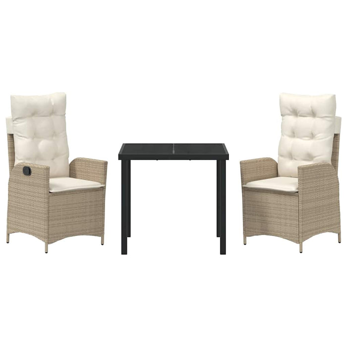 Set da Pranzo per Giardino 3 pcs Beige polyrattan 3380505