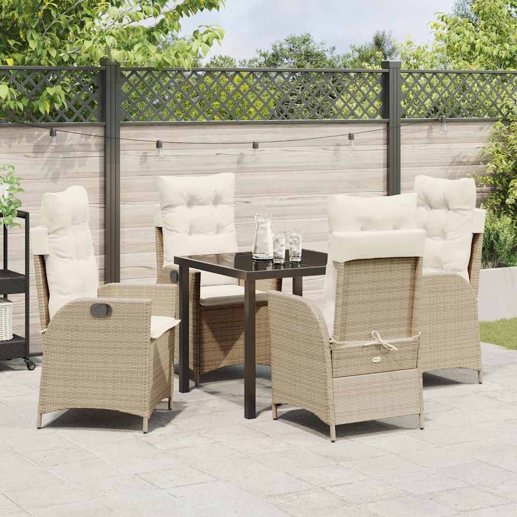 Set da Pranzo per Giardino 5 pcs Beige polyrattan 3380506