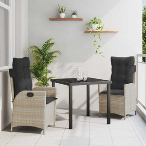 Set da Pranzo per Giardino 3 pcs Grigio chiaro polyrattan 3380519