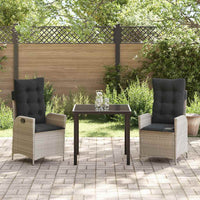 Set da Pranzo per Giardino 3 pcs Grigio chiaro polyrattan 3380519