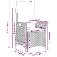 Set da Pranzo per Giardino 3 pcs Grigio chiaro polyrattan 3380519