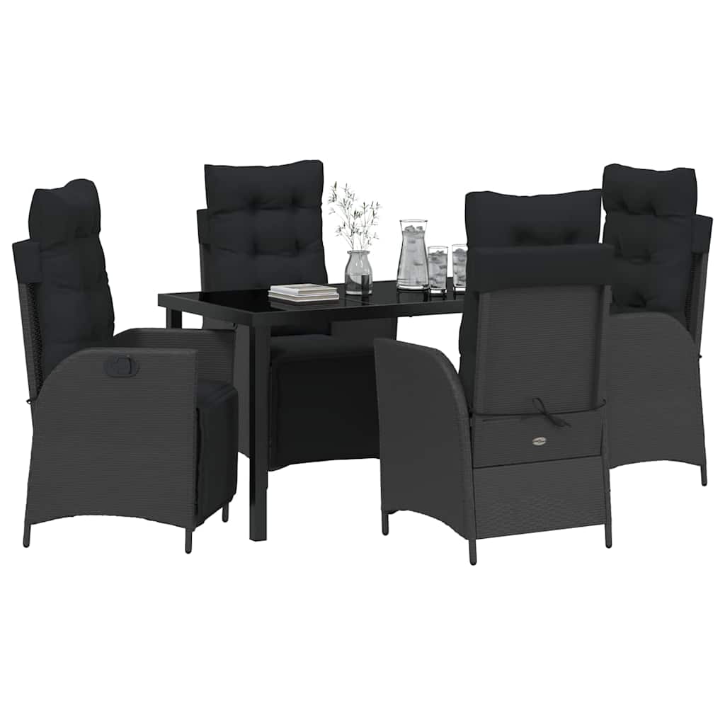 Set da Pranzo da Giardino in 5 Pezzi  in Rattan Sintetico Nero 3380535