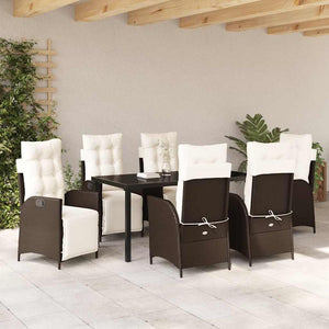 Set da pranzo da giardino 7 pezzi marrone in rattan sintetico 3380544