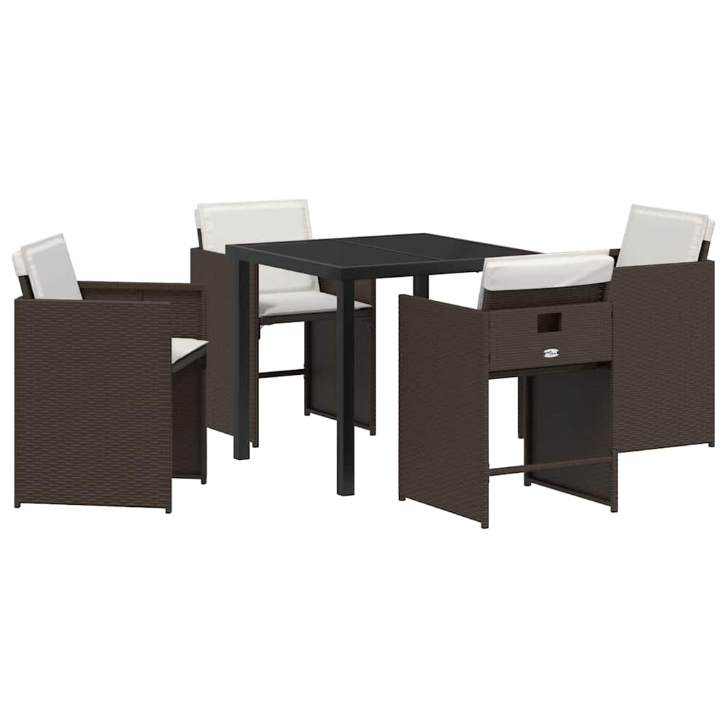 vidaXL Set da Pranzo per Giardino 5 pcs Marrone polyrattan