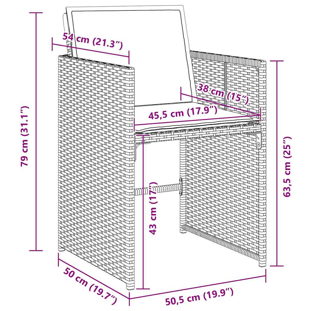 vidaXL Set da Pranzo per Giardino 5 pcs Marrone polyrattan