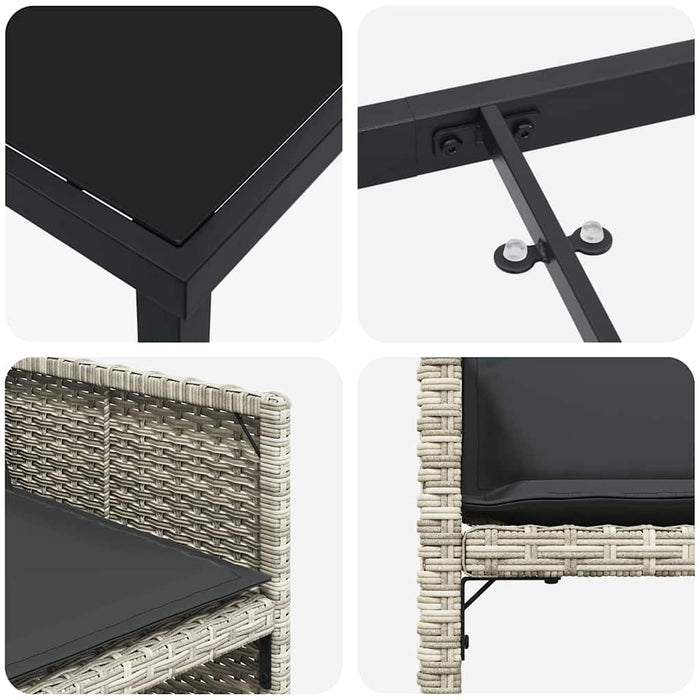 Set da Pranzo da Giardino  a 5 Pezzi con Cuscini Grigio Chiaro in Rattan Sintetico 3380706