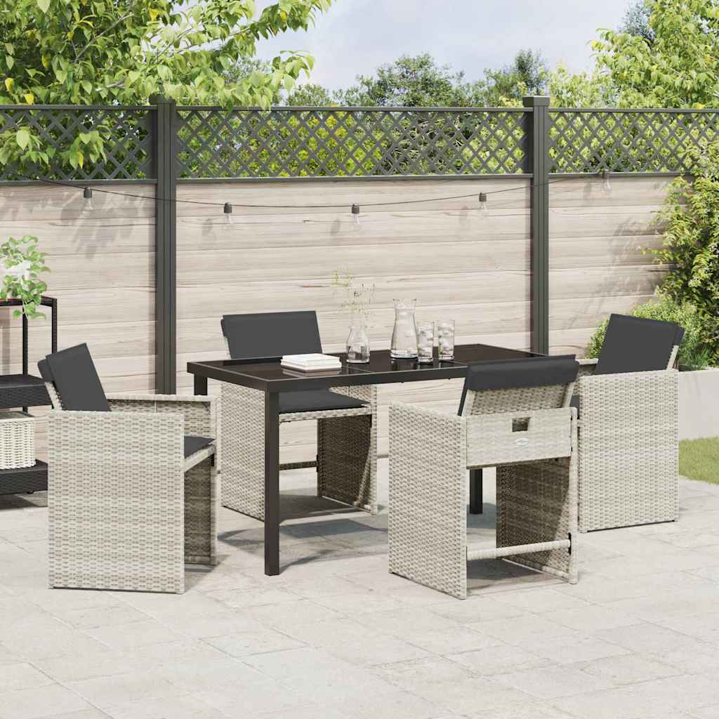 Set da Pranzo da Giardino  a 5 Pezzi con Cuscini Grigio Chiaro in Rattan Sintetico 3380706