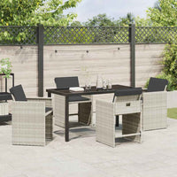 Set da Pranzo da Giardino  a 5 Pezzi con Cuscini Grigio Chiaro in Rattan Sintetico 3380706