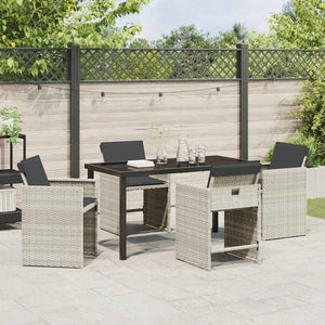 Set da Pranzo da Giardino  a 5 Pezzi con Cuscini Grigio Chiaro in Rattan Sintetico 3380706