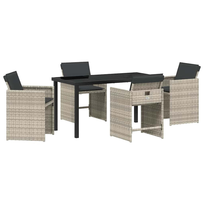 Set da Pranzo da Giardino  a 5 Pezzi con Cuscini Grigio Chiaro in Rattan Sintetico 3380706