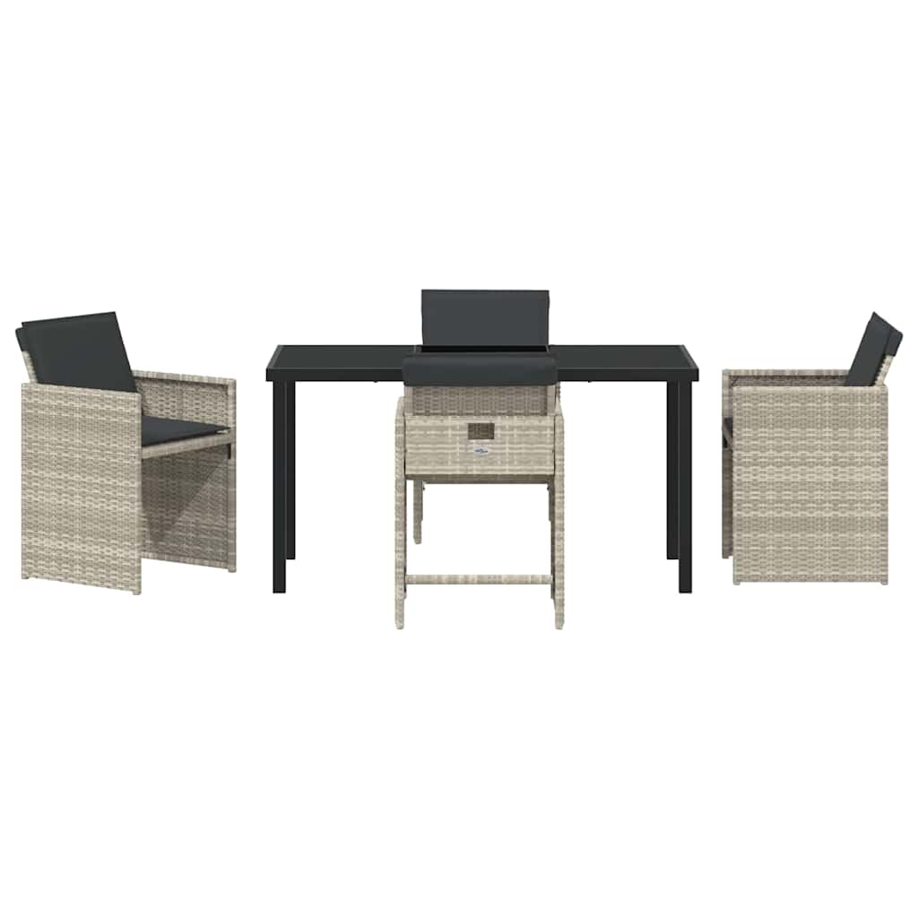 Set da Pranzo da Giardino  a 5 Pezzi con Cuscini Grigio Chiaro in Rattan Sintetico 3380706