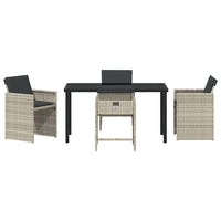 Set da Pranzo da Giardino  a 5 Pezzi con Cuscini Grigio Chiaro in Rattan Sintetico 3380706