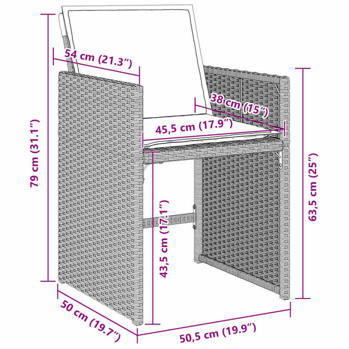 Set da Pranzo da Giardino  a 5 Pezzi con Cuscini Grigio Chiaro in Rattan Sintetico 3380706