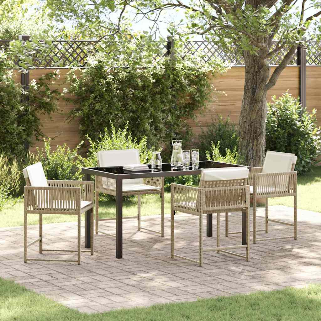Set da Pranzo per Giardino 5 pcs Beige polyrattan 3380758