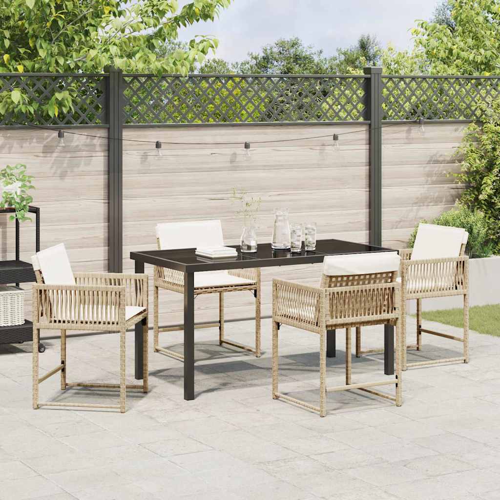 Set da Pranzo per Giardino 5 pcs Beige polyrattan 3380758