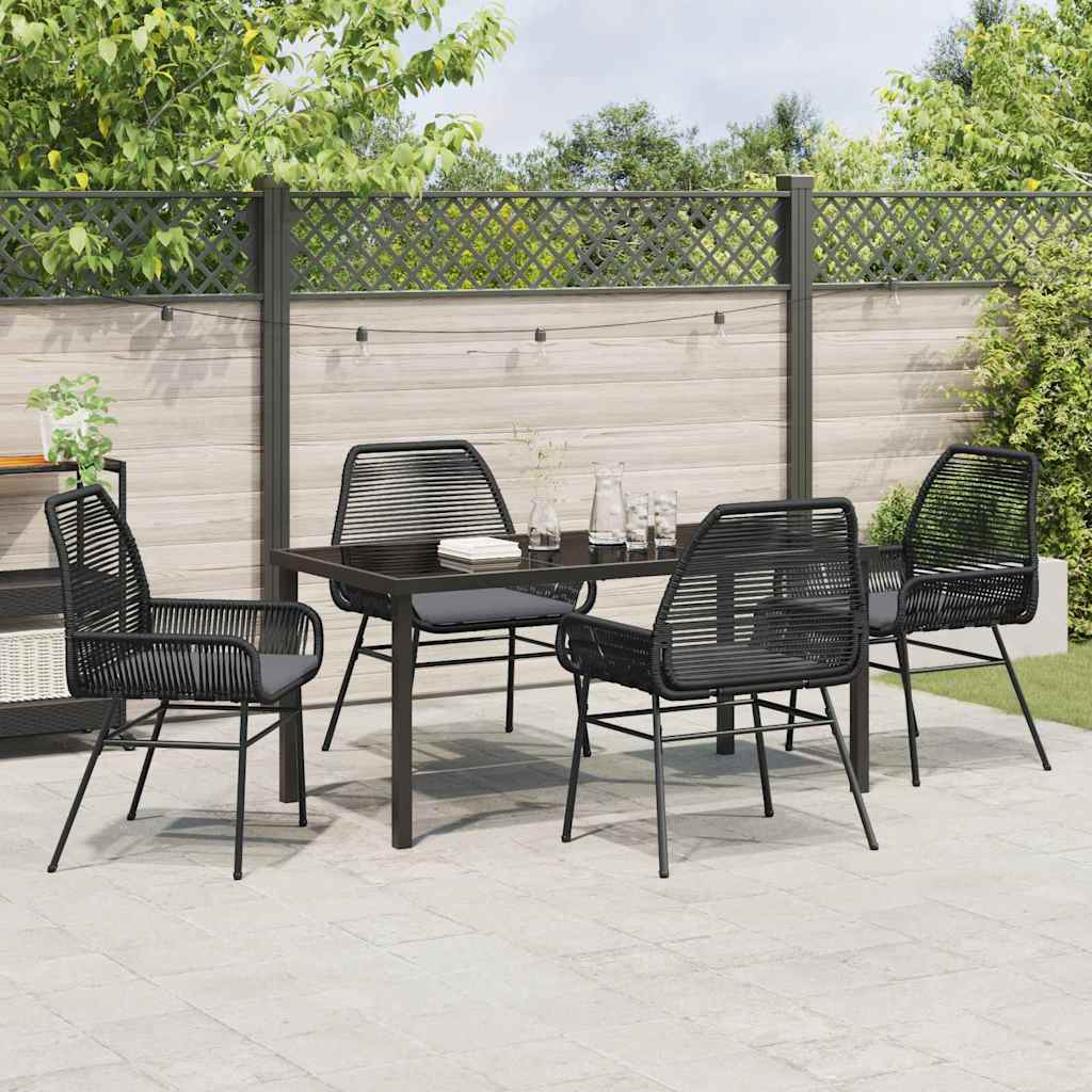 Set da Pranzo Giardino da 5 Pezzi con Cuscini Rattan Nero 3380872