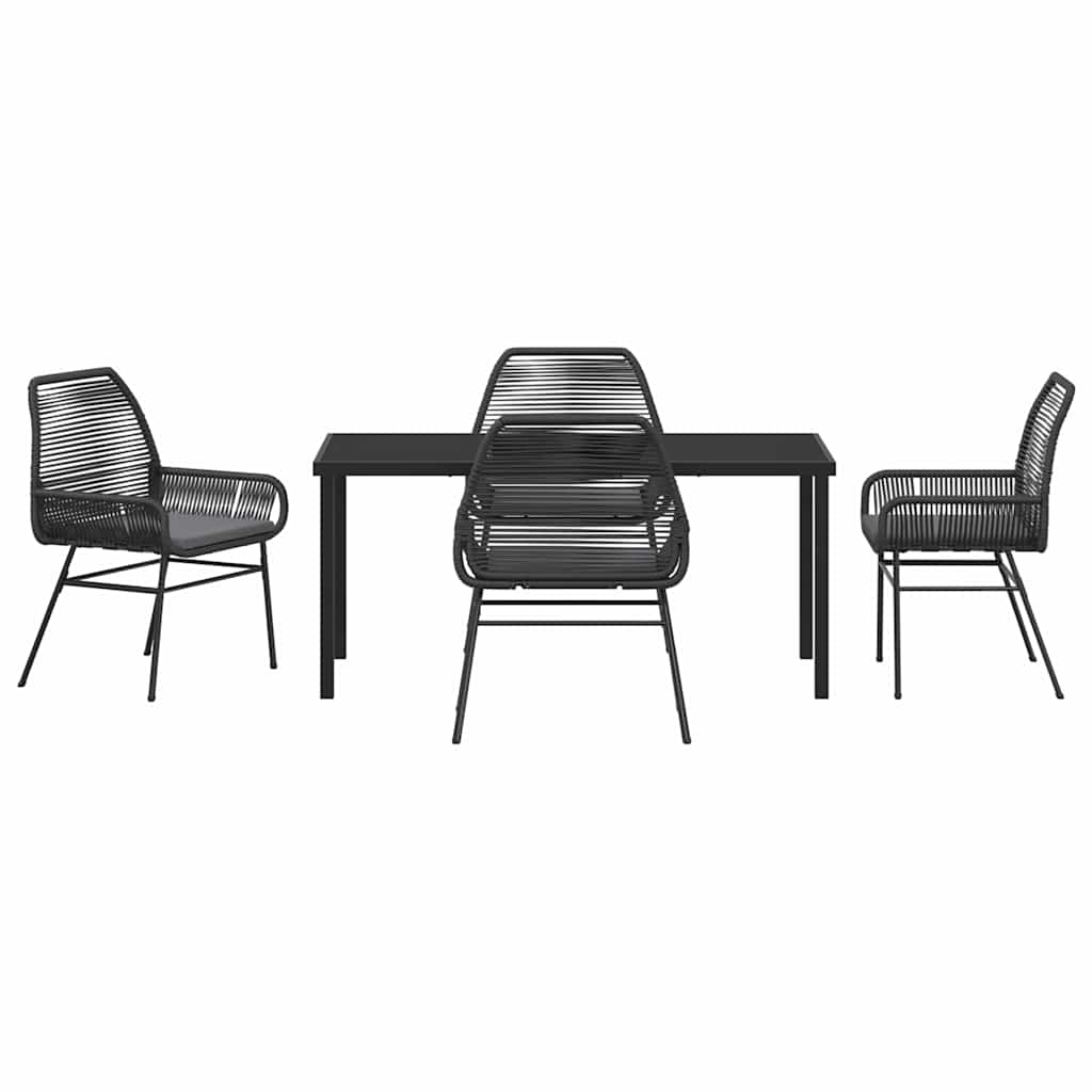 Set da Pranzo Giardino da 5 Pezzi con Cuscini Rattan Nero 3380872