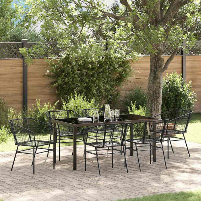 Set da Pranzo per Giardino 7 pcs Nero polyrattan 3380894