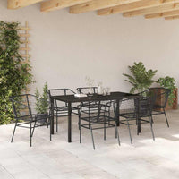 Set da Pranzo per Giardino 7 pcs Nero polyrattan 3380894