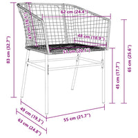 Set da Pranzo per Giardino 7 pcs Nero polyrattan 3380894