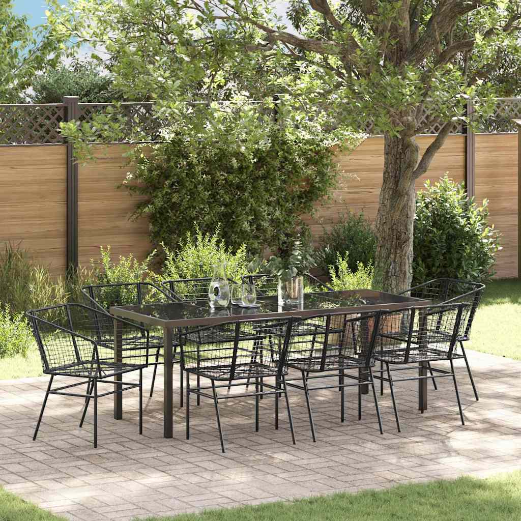 Set da Pranzo per Giardino 9 pcs Nero polyrattan 3380896
