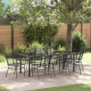 Set da Pranzo per Giardino 9 pcs Nero polyrattan 3380896