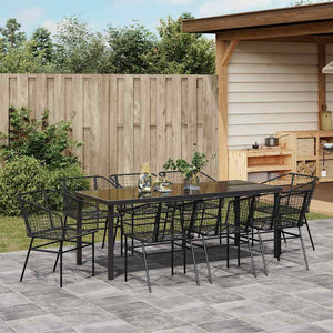 Set da Pranzo per Giardino 9 pcs Nero polyrattan 3380896