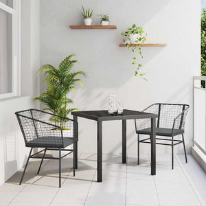 Set da Pranzo per Giardino 3 pcs Nero polyrattan 3380904