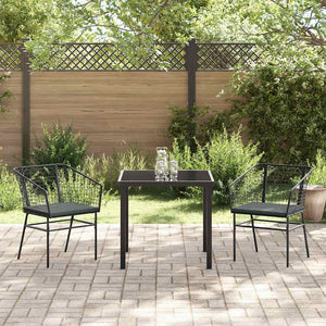 Set da Pranzo per Giardino 3 pcs Nero polyrattan 3380904
