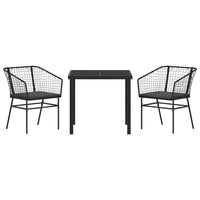 Set da Pranzo per Giardino 3 pcs Nero polyrattan 3380904