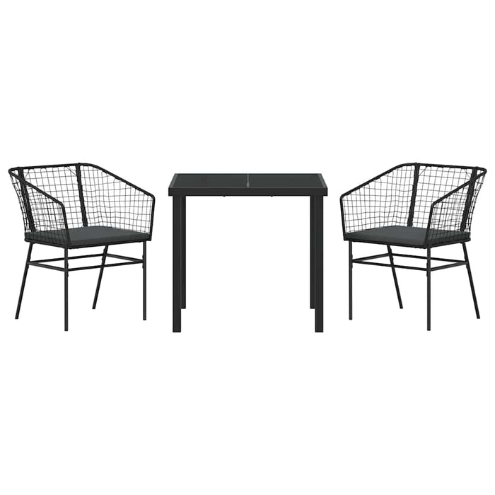 Set da Pranzo per Giardino 3 pcs Nero polyrattan 3380904