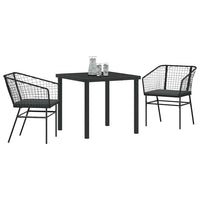 Set da Pranzo per Giardino 3 pcs Nero polyrattan 3380904