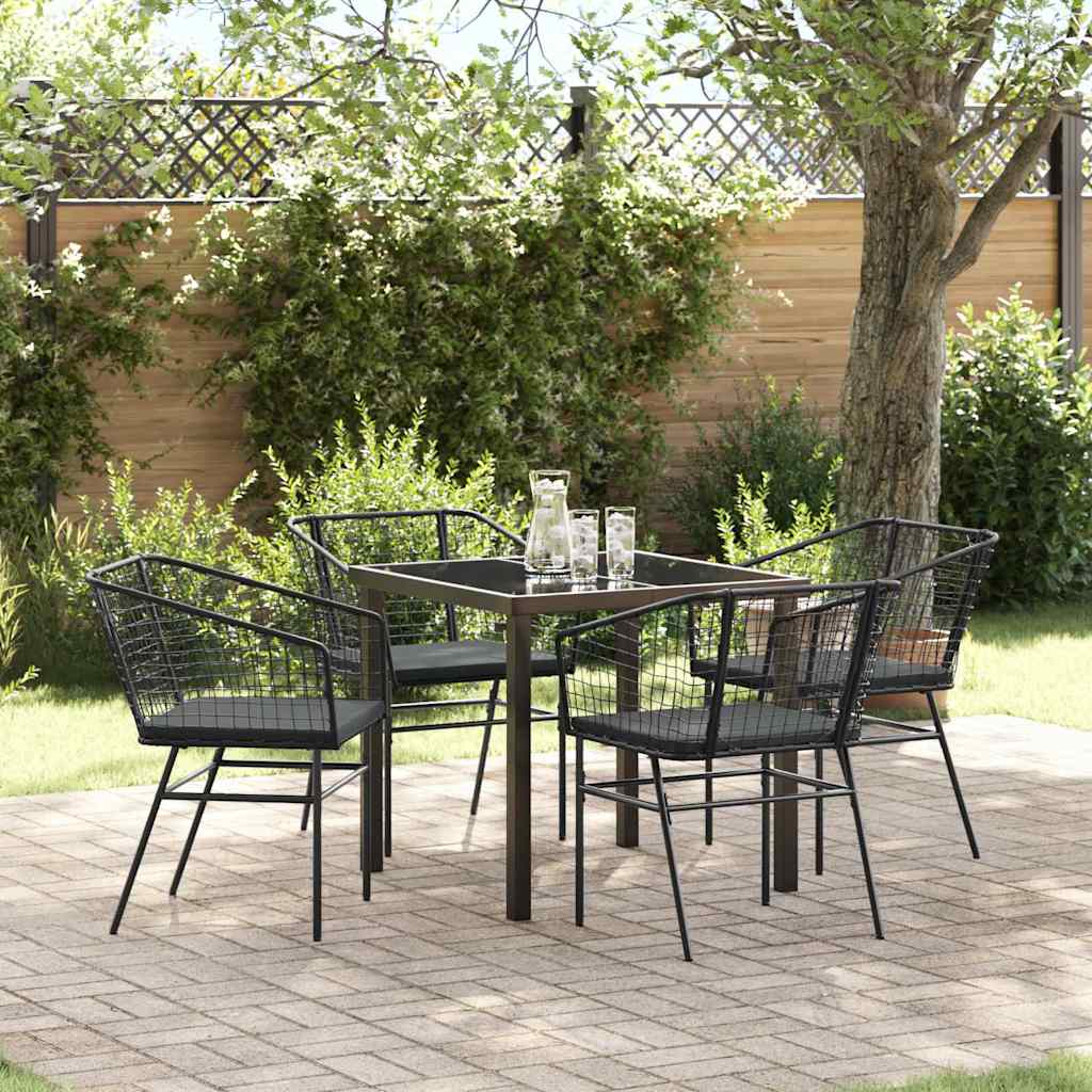 Set da Pranzo per Giardino 5 pcs Nero polyrattan 3380905