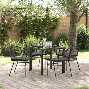 Set da Pranzo per Giardino 5 pcs Nero polyrattan 3380905