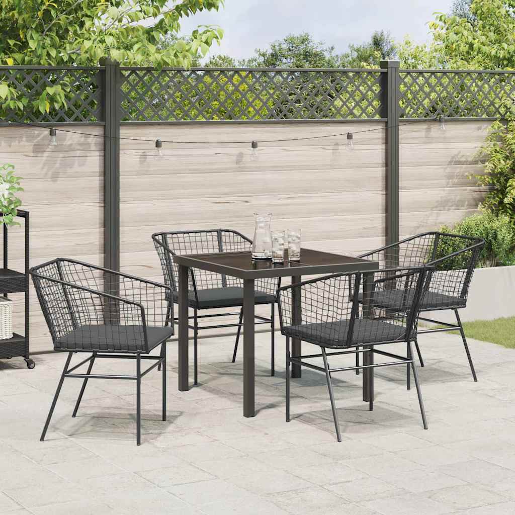Set da Pranzo per Giardino 5 pcs Nero polyrattan 3380905