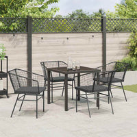 Set da Pranzo per Giardino 5 pcs Nero polyrattan 3380905