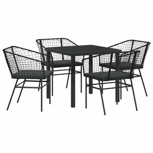 Set da Pranzo per Giardino 5 pcs Nero polyrattan 3380905