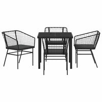 Set da Pranzo per Giardino 5 pcs Nero polyrattan 3380905