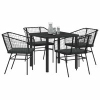 Set da Pranzo per Giardino 5 pcs Nero polyrattan 3380905