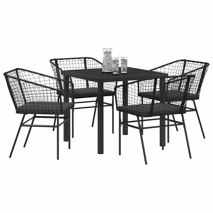Set da Pranzo per Giardino 5 pcs Nero polyrattan 3380905