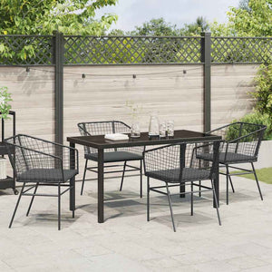 Set da Pranzo per Giardino 5 pcs Nero polyrattan 3380906