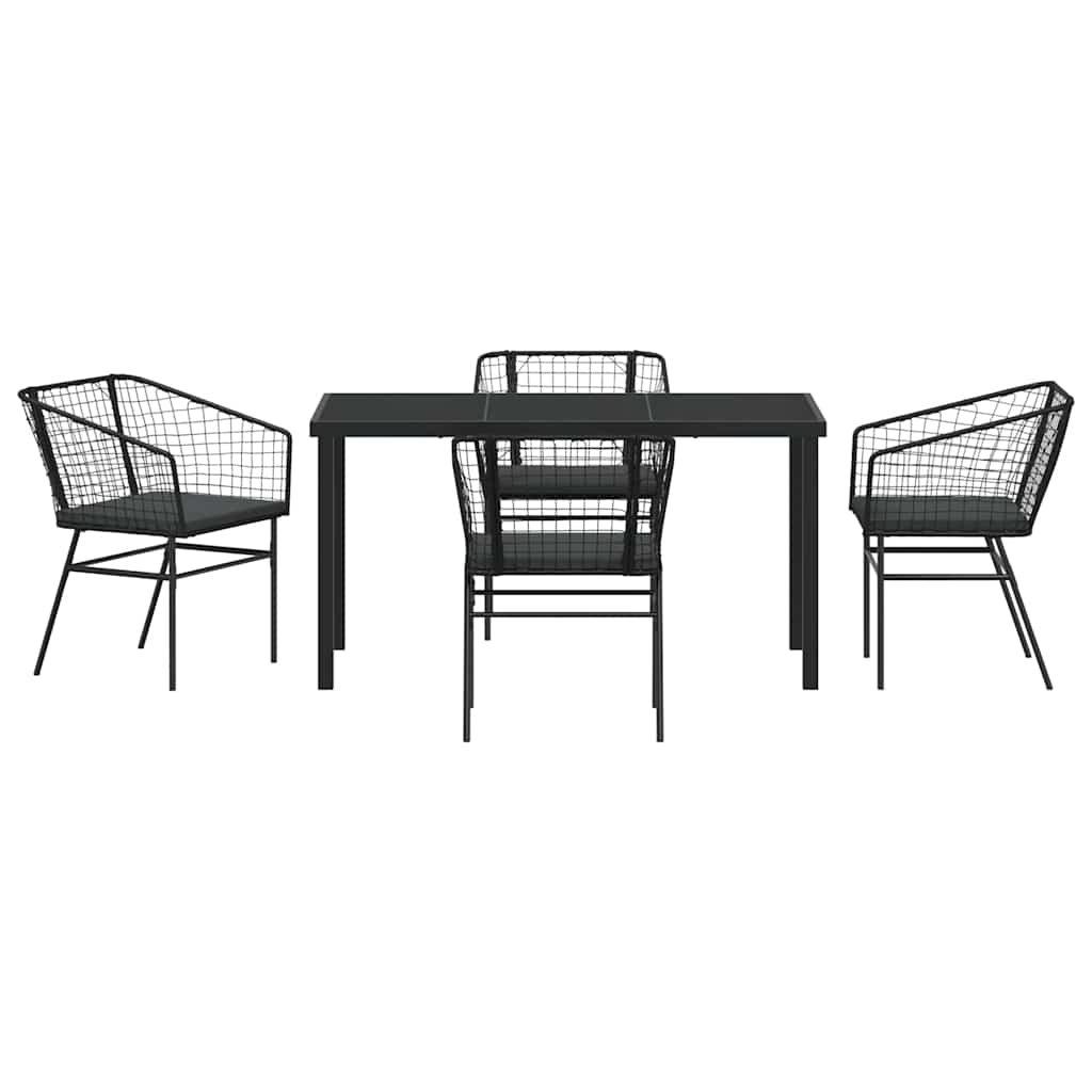 Set da Pranzo per Giardino 5 pcs Nero polyrattan 3380906