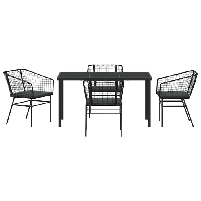 Set da Pranzo per Giardino 5 pcs Nero polyrattan 3380906