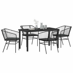 Set da Pranzo per Giardino 5 pcs Nero polyrattan 3380906