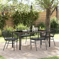 Set da Pranzo per Giardino 5 pcs Nero polyrattan 3380907