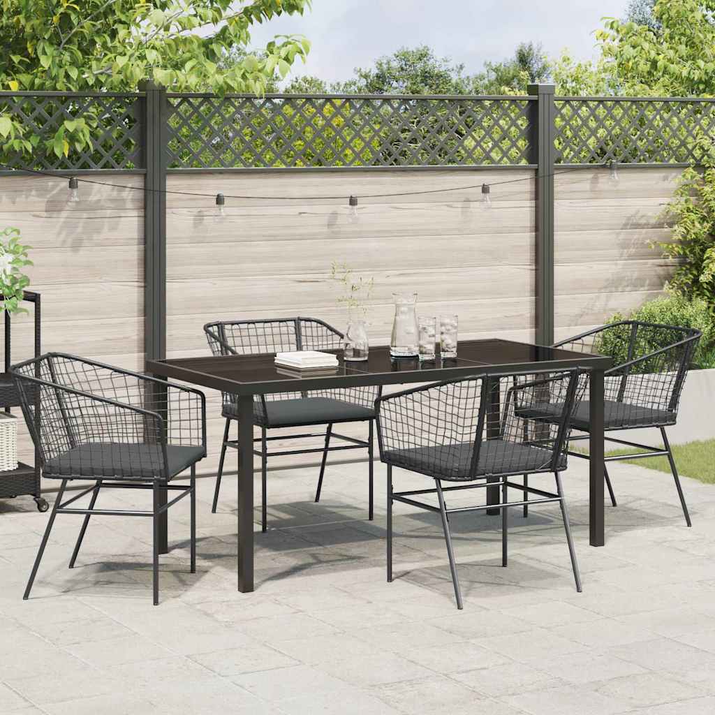 Set da Pranzo per Giardino 5 pcs Nero polyrattan 3380907