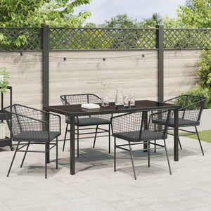 Set da Pranzo per Giardino 5 pcs Nero polyrattan 3380907
