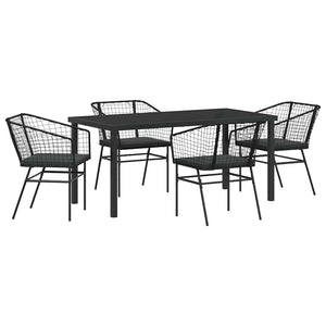 Set da Pranzo per Giardino 5 pcs Nero polyrattan 3380907